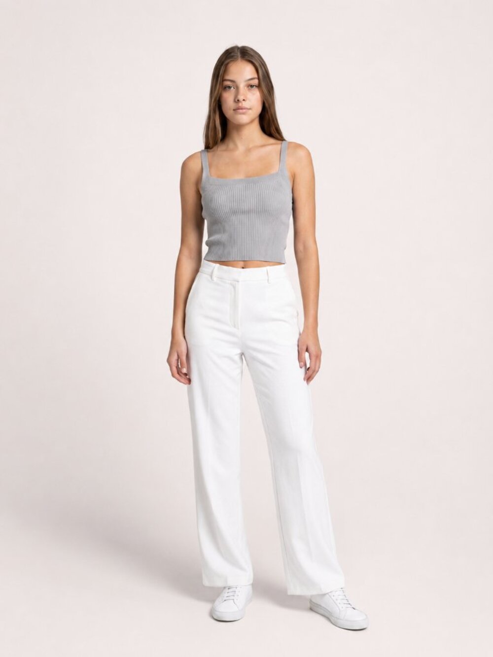 Superdown Gray Ribbed Wrap Crop Tank Top | Tie Back | Size S (NWT)